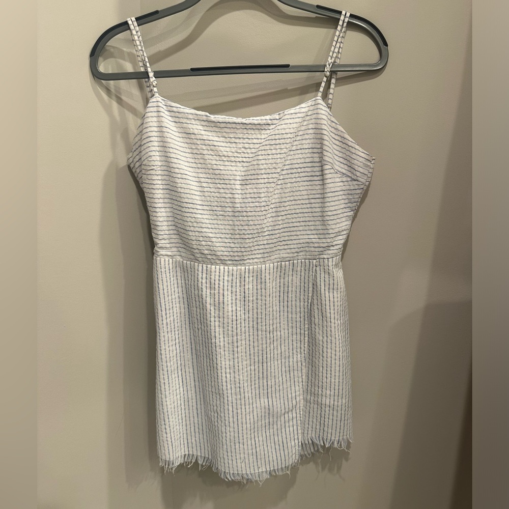 Blue and white striped romper